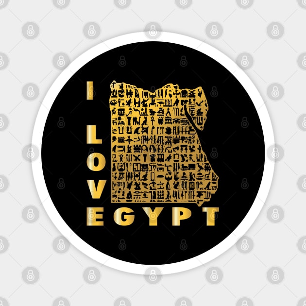 Egypt love-I love Egypt Map of Egypt with the hieroglyphic alphabet Magnet by egygraphics